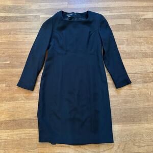 Gillian 100% silk black long sleeve midi sheath dress size 6 b21